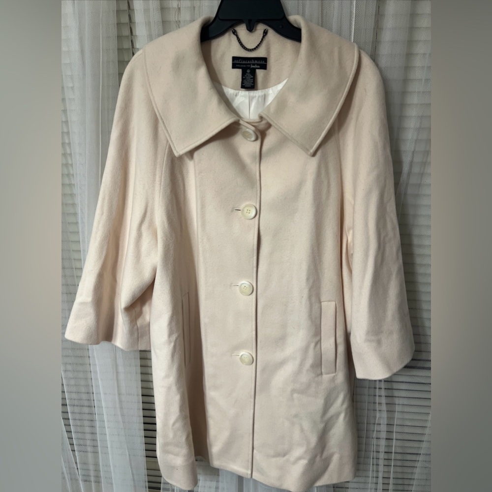 SOFIA CASHMERE Cream Beige Wool & Cashmere Blend Bouclé Coat Sz XL 2